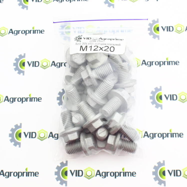 Болт М12x20x1,75 DIN 6921 10,9 цинк платковий, 360414